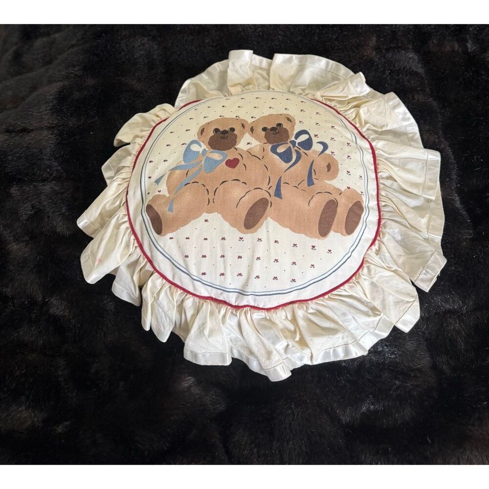 Vintage Daisy Kingdom Teddy Bear cottagecore primitive throw pillow